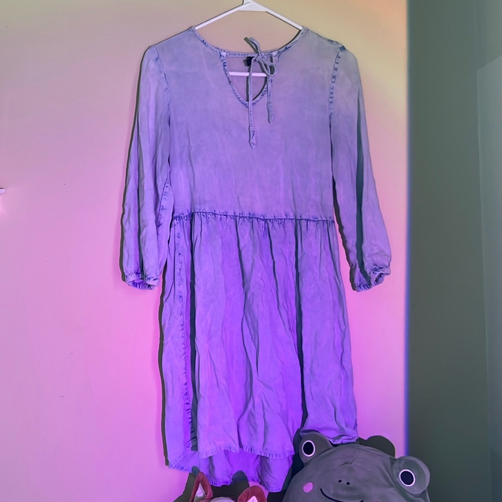 D&KADE Small blue wash keyhole neck A line dress